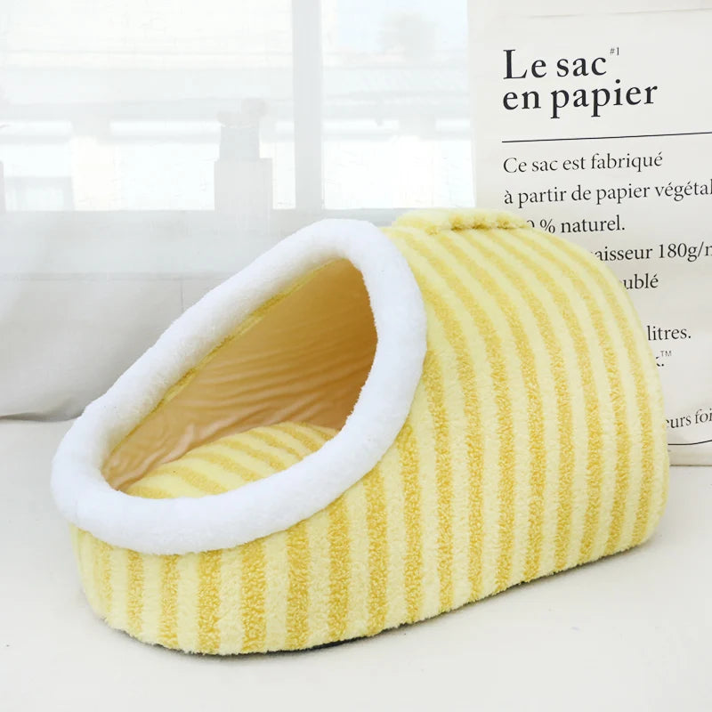 Portable Cartoon Striped Pet Bed, All-Season