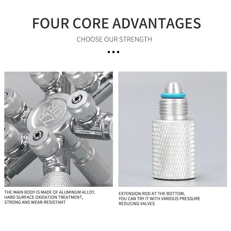 ZRDR Multi-Way CO2 Distributor with Needle Valve & Bubble Counter