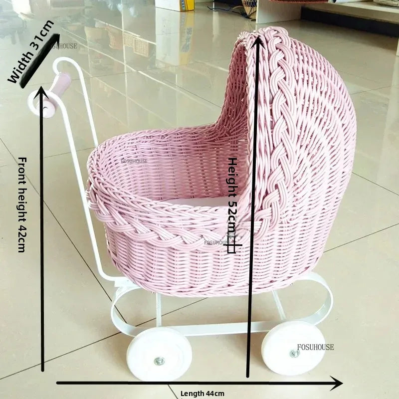 4-Wheel Pet Trolley Stroller with Detachable Carrier for Travel