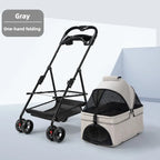 4-Wheel Folding Pet Stroller with Detachable Carrier (3-in-1)