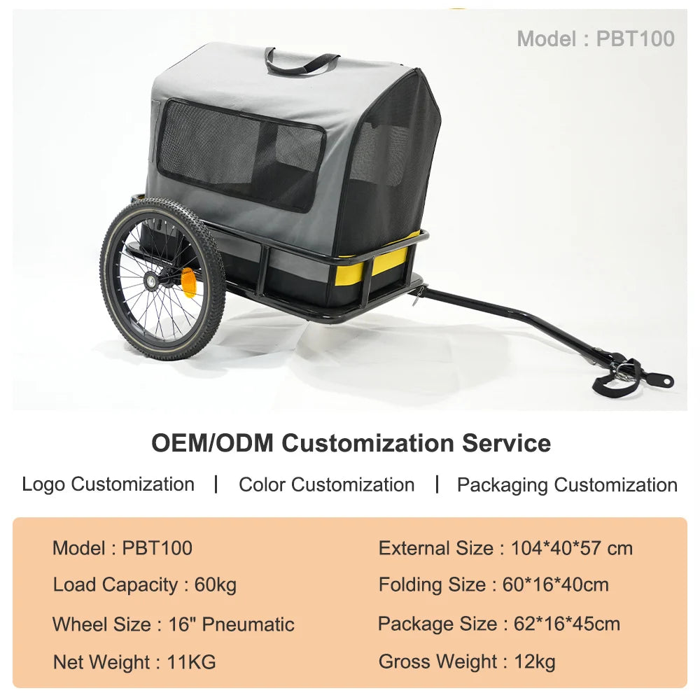 2-in-1 Pet Bicycle Trailer & Stroller with Suspension & 600D Oxford Fabric