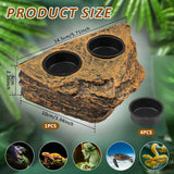 Magnetic Reptile Feeder Ledge Set — Elevated Dish with 4 Bowls