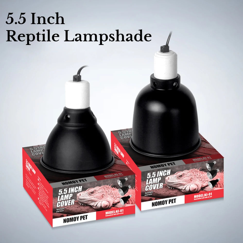 5.5in Reptile Lamp Dome with Ceramic Socket — Anti-Scald Shade for Terrariums