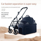 2026 Lightweight Foldable Pet Stroller with Detachable Small Cart for Dogs & Cats