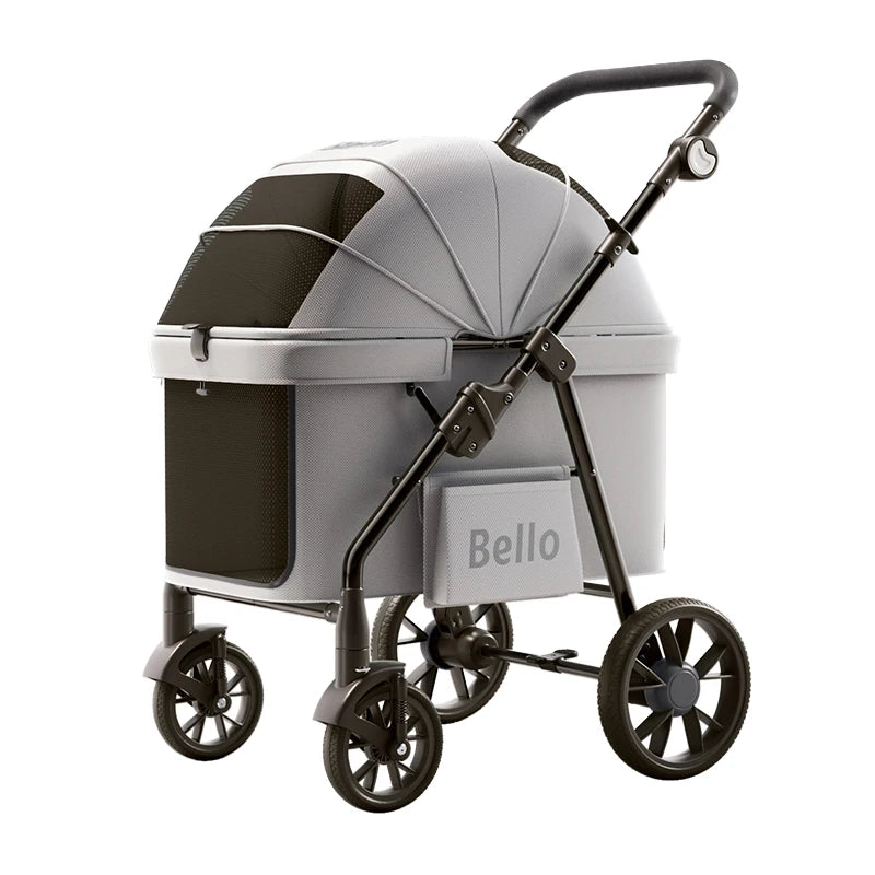 Bello Premium Foldable 4-Wheel Pet Stroller for Large Dogs — New Design Travel Carrier