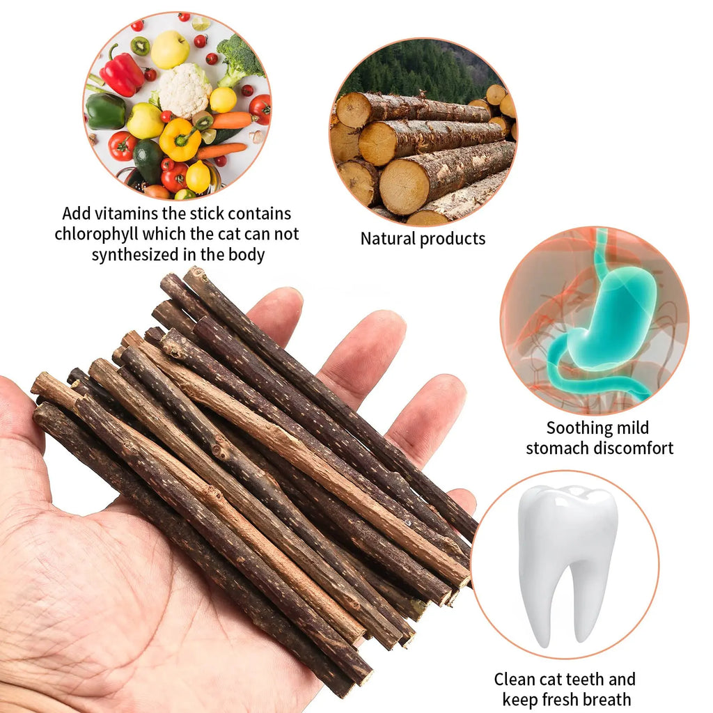 33-Pack Catnip & Silvervine Chew Sticks with 3 Bonus Mouse Toys — Natural Cat Dental Set