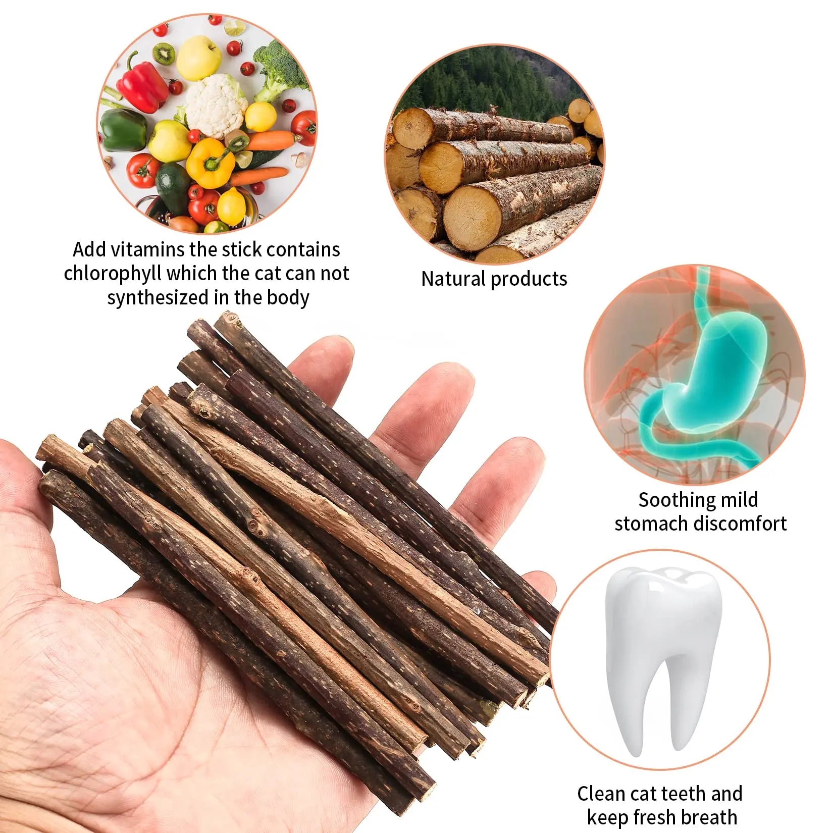 33-Pack Catnip & Silvervine Chew Sticks with 3 Bonus Mouse Toys — Natural Cat Dental Set