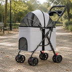 Foldable Wheeled Mesh Pet Stroller & Carrier for Small Dogs & Cats