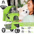 Magshion Foldable 3-Wheel Pet Jogger Stroller with Storage Basket & Cup Holder