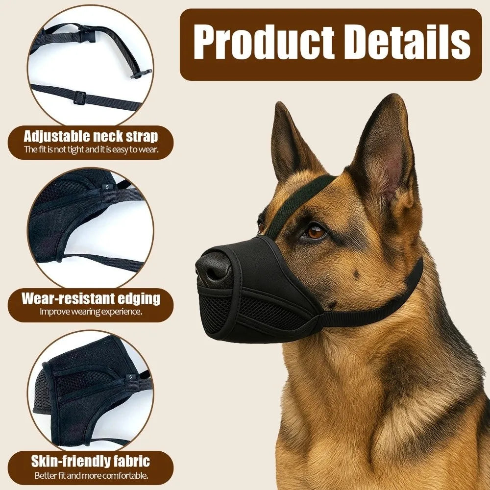 Dog Mesh Muzzle (Anti-Bite, Anti-Lick, Breathable, Adjustable)