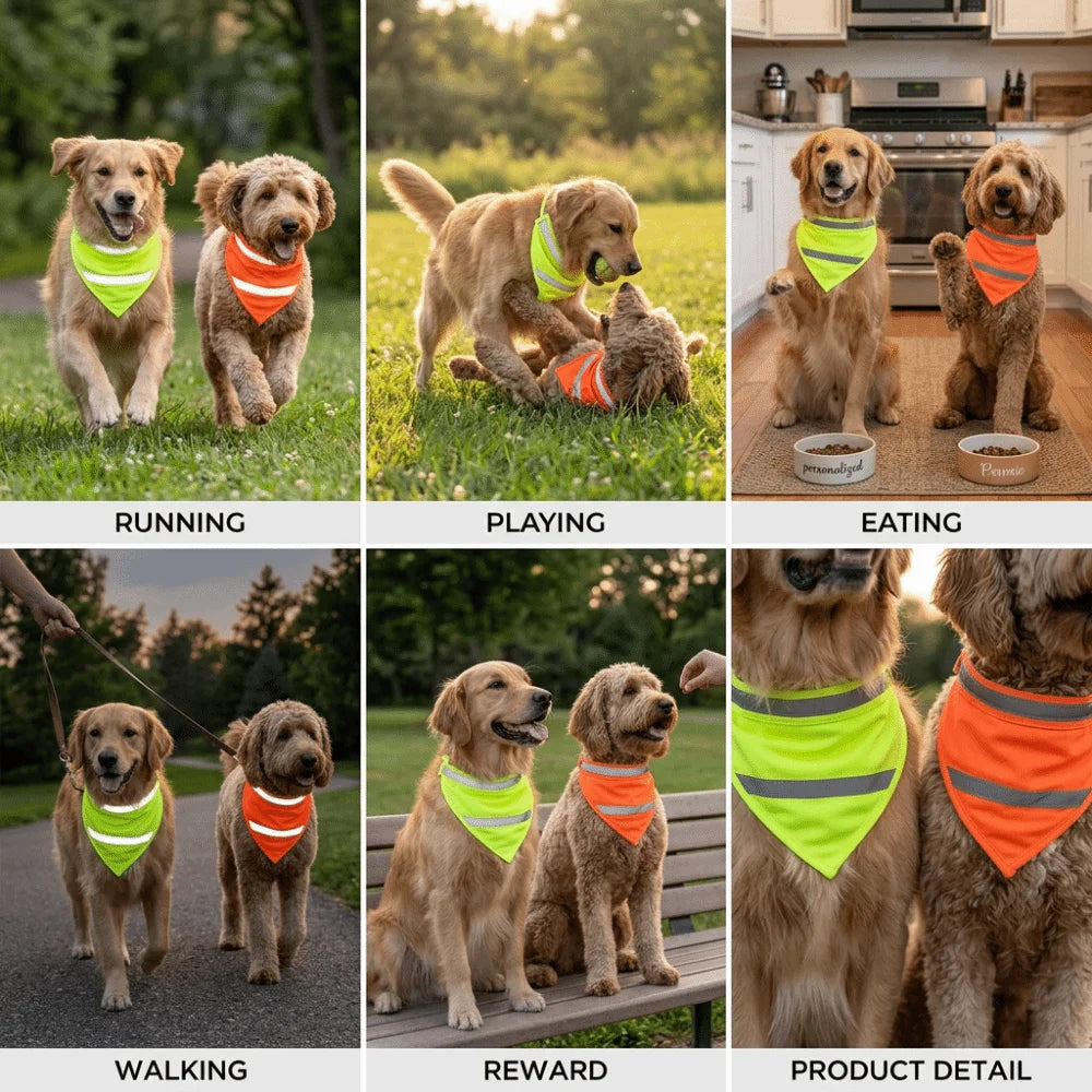 Reflective Luminous Dog Bandana (Soft, Adjustable, Outdoor Walking)