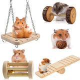 Natural Pine Chew Toys — Roller & Dumbbell Molar Toys for Small Pets