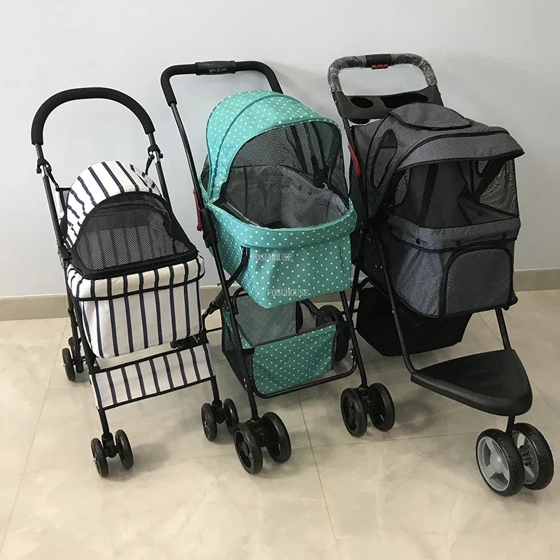 Fashion Universal-Wheel Pet Stroller — Lightweight Foldable Dog & Cat Cart with Modern Design