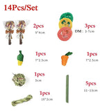 Natural Chew Toy Set — Grass, Apple Wood & Loofah for Small Pets