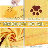 Quick-Dry Paw Print Pet Towel — Soft Absorbent Polyester