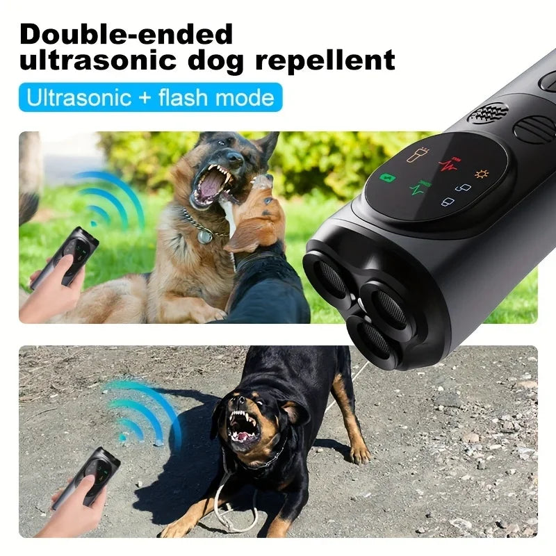 Ultrasonic 3-Head Dog Repellent & Trainer with Safety Light