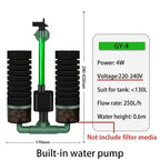3-in-1 Submersible Aquarium Filter Pump (220V, Sponge + Bio + Chemical)