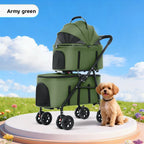 Double Pet Stroller with Detachable Carrier & Braking Wheels up to 30 lbs