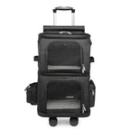 Double-Layer Large-Capacity Breathable Pet Trolley Case for 2 Dogs & Cats — Portable Outdoor Travel Carrier