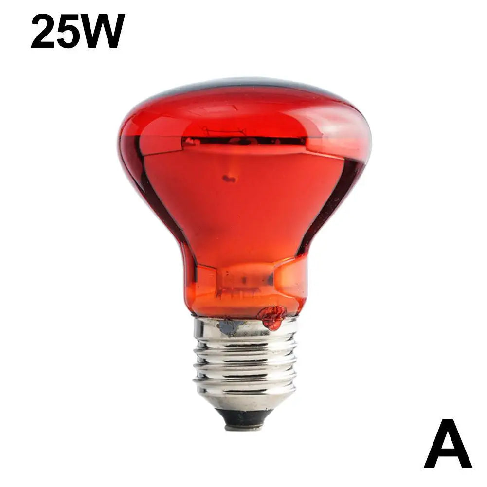 E27 Infrared Heat Bulb for Reptiles & Poultry — 25W-100W, Day & Night Use