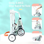 Customizable Pet Stroller with Detachable Stroller Rack & Pet Cage