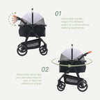 3-in-1 All-Terrain Pet Stroller with Detachable Aluminum Frame Carrier for Dogs & Cats