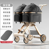 Twin Cabin Double Layer Pet Stroller for Small Medium Dogs Cats Lightweight Foldable Double Pet Cart Outdoor Walking