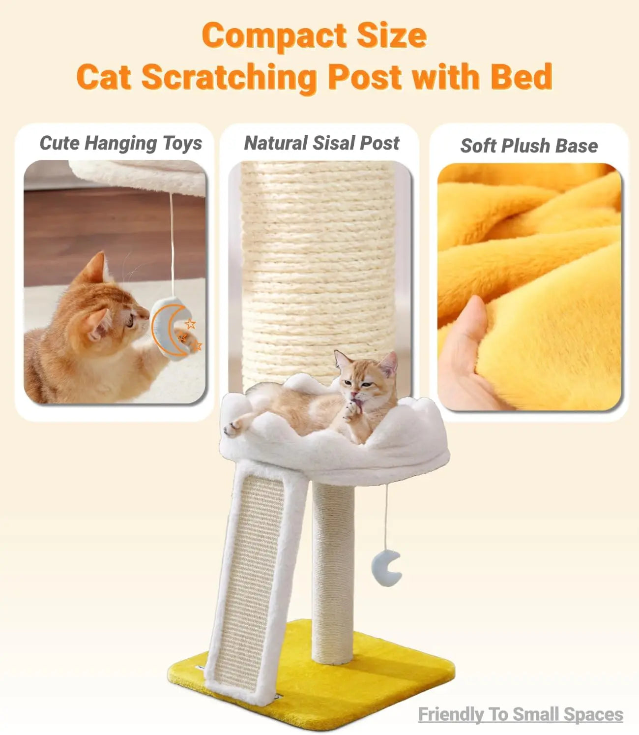 Cat Tree with Cloud Bed & Scratching Post + Catnip