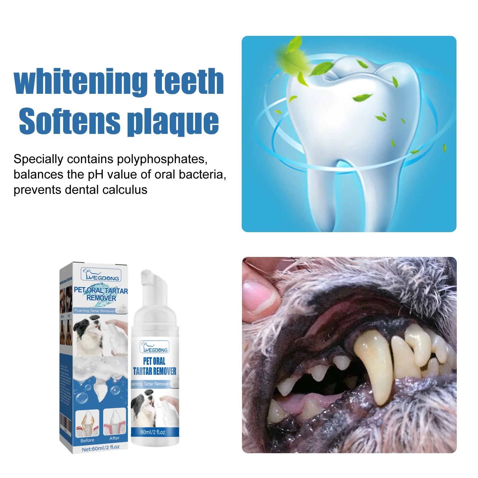 Pet Mouth Cleaning Foam — Natural Tartar Remover, 12-Hour Fresh Breath