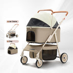 Double Cat & Dog Stroller Trolley for Outdoor Pet Travel — Cat & Dog Carrier Travel Cart