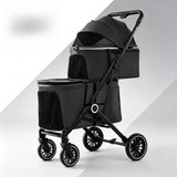 Double Pet Stroller for Dogs and Cats Travel Carriage with Safety Beltsand 4 Lockable Wheels  Foldable for Multi-Pet Medium