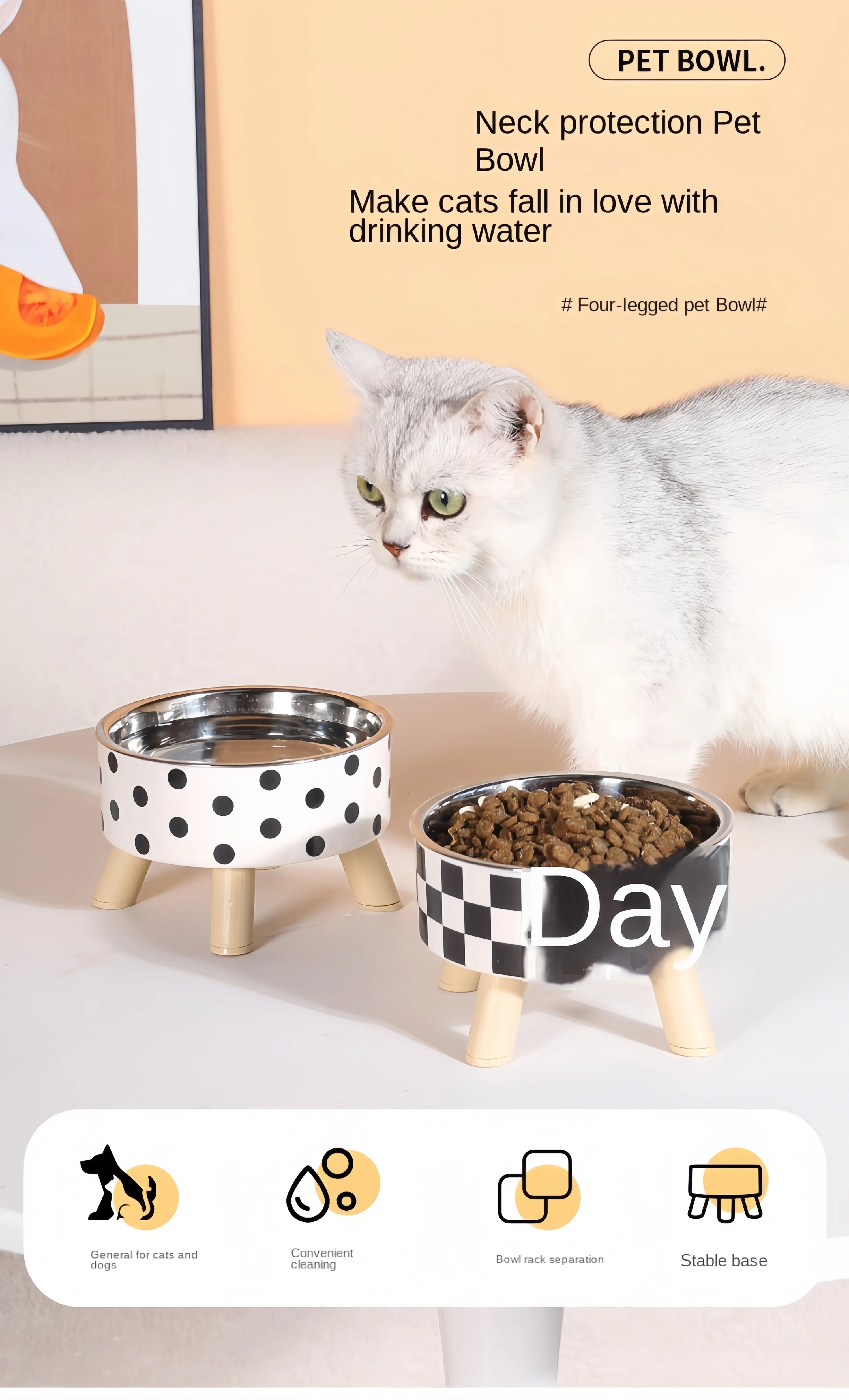 Raised Stainless Steel Pet Feeder Bowl