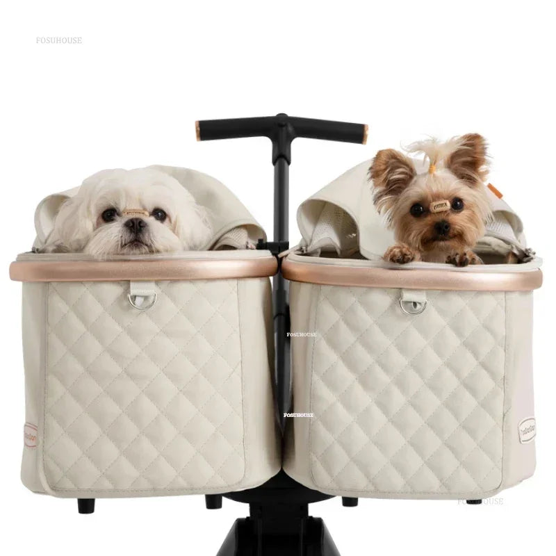 Portable Folding Double-Decker Pet Stroller for Dogs & Cats — Multi-Function Outdoor Mobile Travel Cart