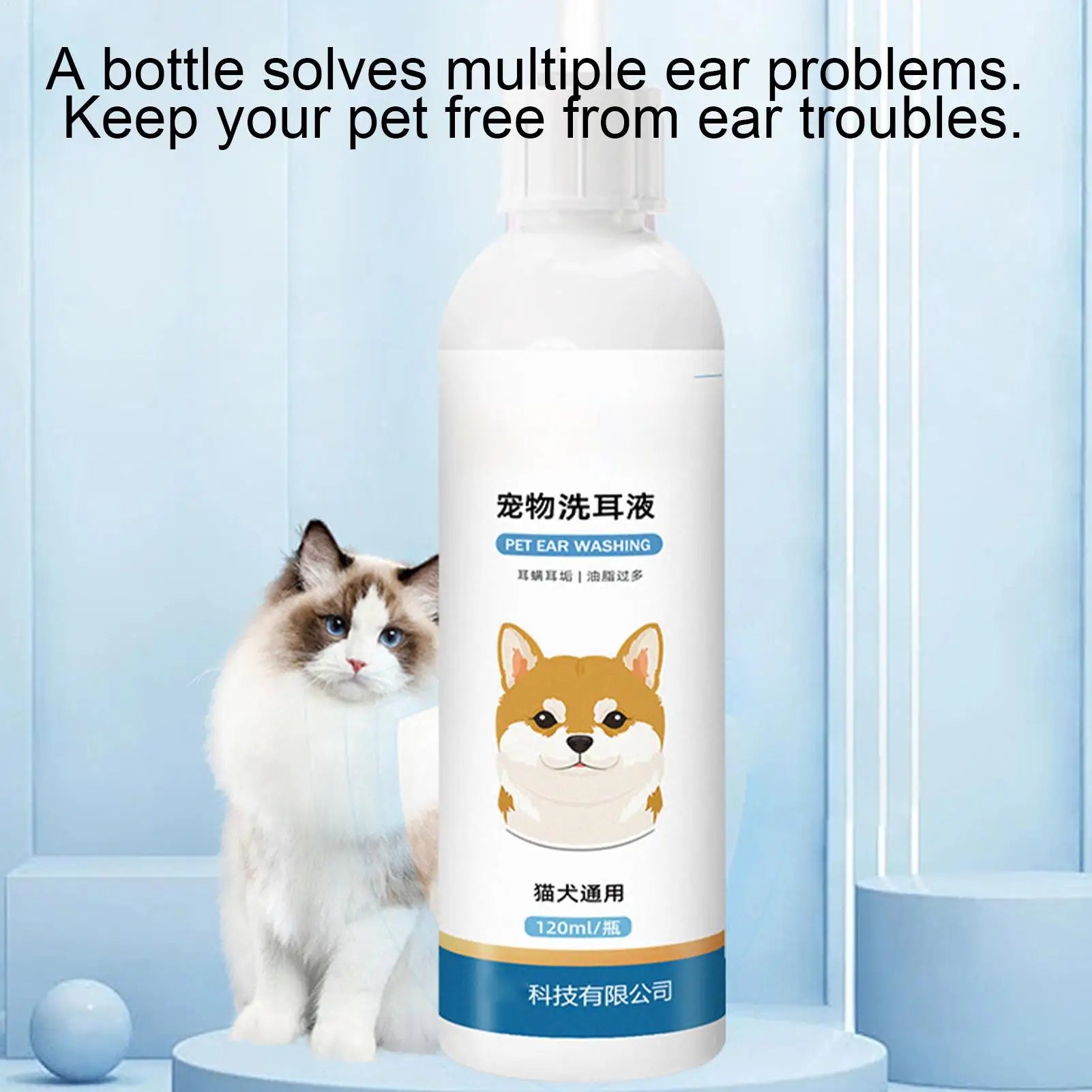 Pet Ear Cleaning Solution — Gentle Odor-Removing Ear Wash, 120ml
