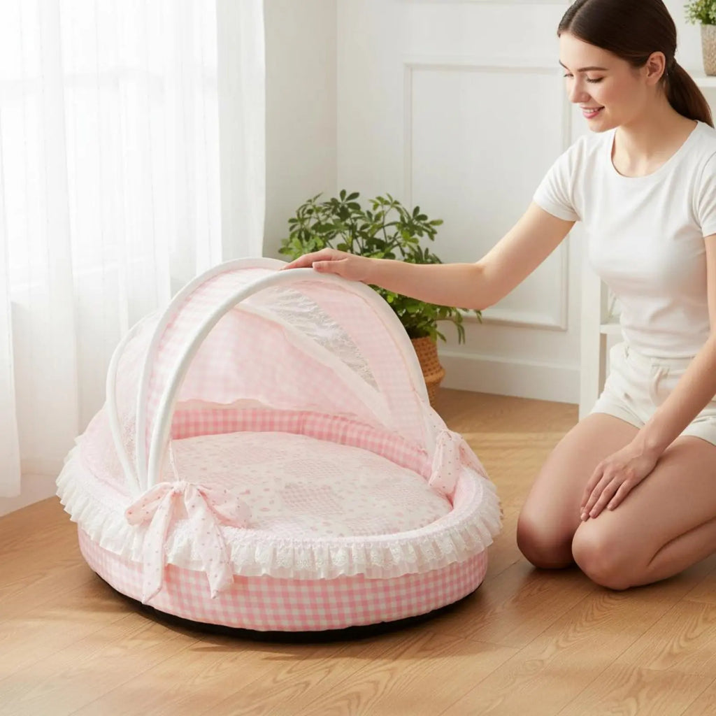 Princess-Style Semi-Enclosed Cat Bed Cradle