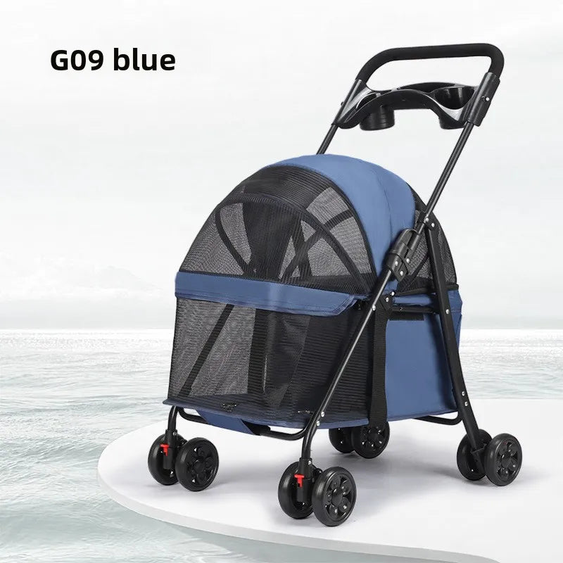 Lightweight Foldable Push Cart Stroller for Small Dogs, Cats & Puppies
