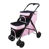 Portable Double-layer Pet Stroller Ultra-lightweight Foldable Large-space Cat and Dog Stroller Outdoor Travel Pet Stroller