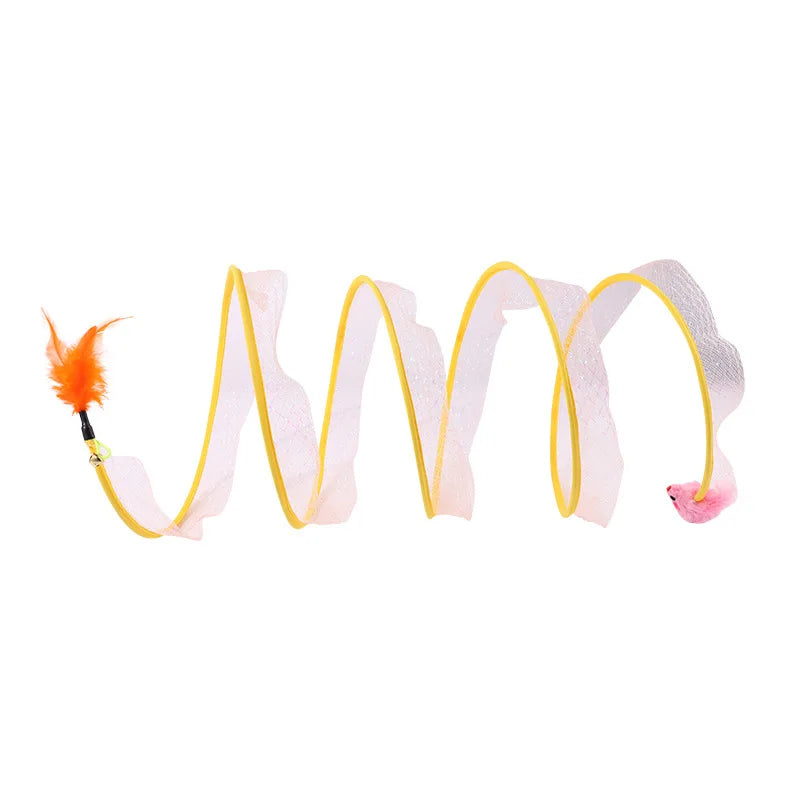 Foldable S-Shaped Cat Tunnel — 8-Channel Steel Wire Frame for Multi-Cat Play
