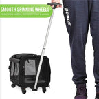 Airline-Approved Wheeled Pet Backpack Carrier Trolley with Breathable Mesh for Dogs & Cats