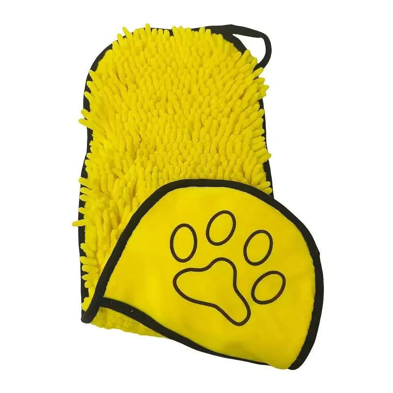 Chenille Pet Absorbent Towel — Quick-Drying Hand-Pocket Design