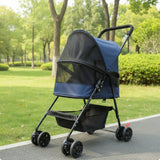 Pet Stroller with Cup Holder Collapsible Pet Stroller with Storage Basket Compact Portable for Small Dogs, Outdoor Walks, Travel