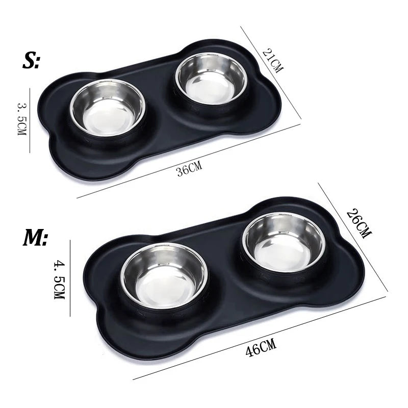 Stainless Steel Double Pet Bowl Set