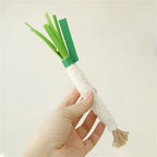 3-Piece Silvervine Scallion Shape Cat Chew Toy — Raffia Teeth Cleaning Cat Toy Set