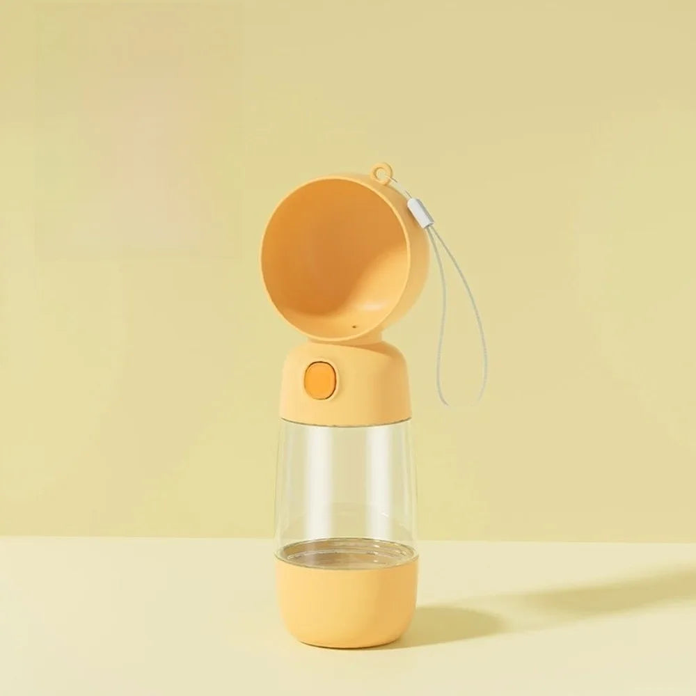 2-in-1 Pet Water Bottle with Food Container (Transparent, Easy Clean)