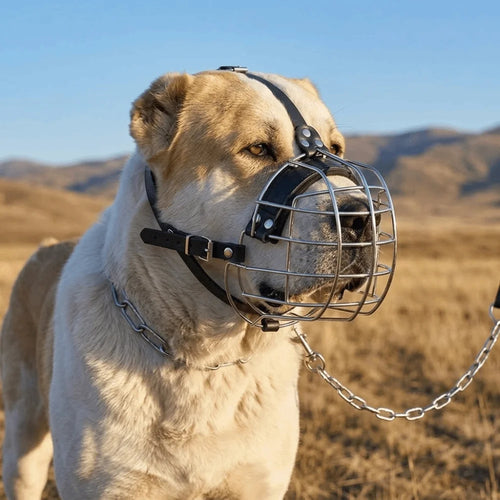Metal Basket Dog Muzzle (Anti-Bite, Outdoor Walk, Easy Clean, Breathable)