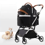 Stroller Detachable Foldable 4 Wheels Pet Stroller Aluminium Alloy Dog Trolley for Corgi Teddy Dogs and Cats 강아지유모차