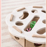 Felt Puzzle Box Cat Toy with Rolling Ball — Indoor Hunt & Dig