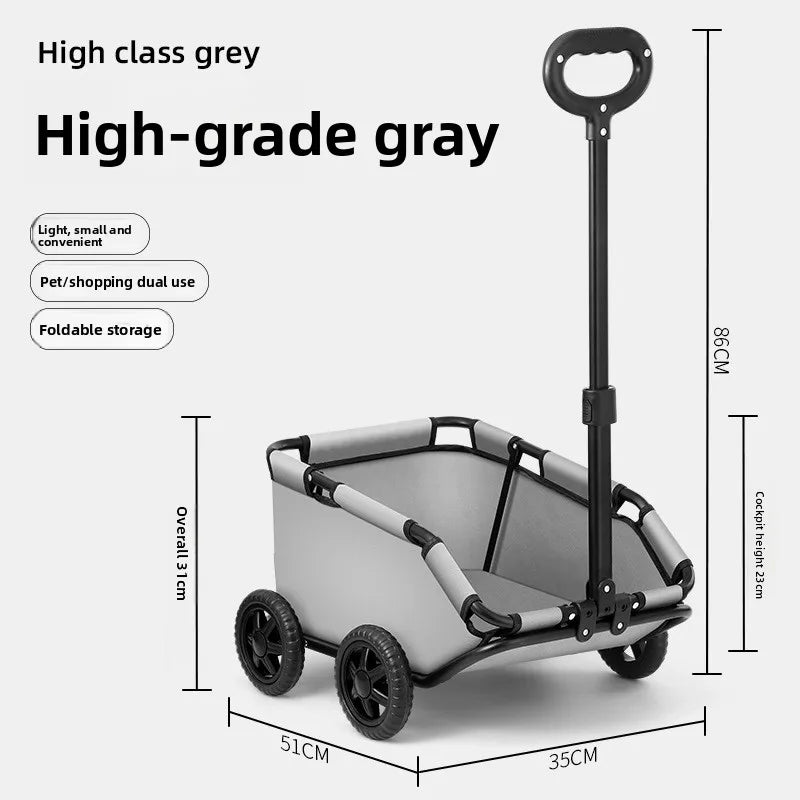 Lightweight Foldable Pet Stroller Trolley Bag for Toy Breeds & Small Dogs & Cats — Compact Outdoor Travel Cart