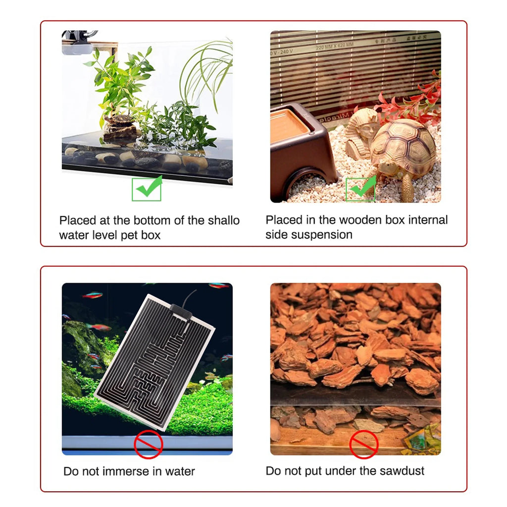 Adjustable Graphene Reptile Heat Mat — 10-Level Thermostat, 5W–45W