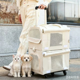 2Cat Carrier Soft-Sided Carriers with Telescopic Handle  2 in 1 Removable 2 Bags  Car Max for Double 15LB Cats and Small Dogs